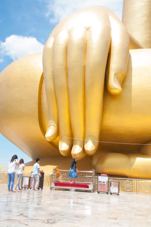 Big golden Buddha at Wat Muang of Ang Thong province Thailandのeditorial素材