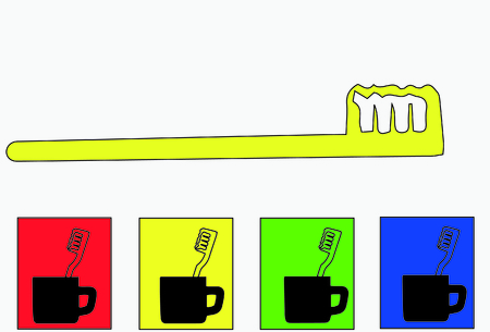 toothbrushes in glassesのイラスト素材