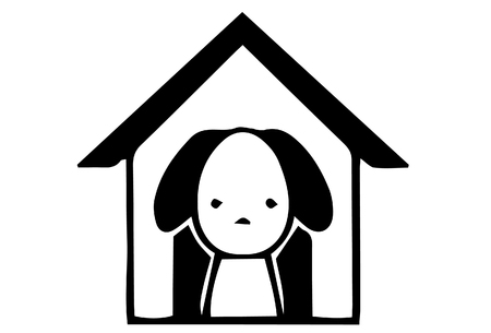 Vector of dog in dog houseのイラスト素材