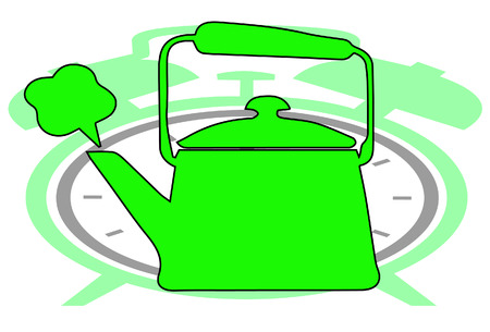 Vector tea pot on clock show tea timeのイラスト素材