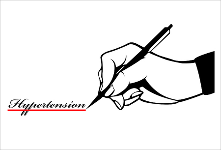 Hand write wording hypertension & quote and red underlineのイラスト素材