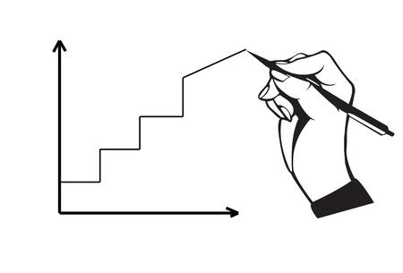 Hand with pen drawing graphのイラスト素材