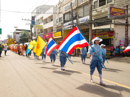 SURATTHANI, THAILAND - OCTOBER 28 : The parades of Chak Phra Festival on October 28, 2015 in...