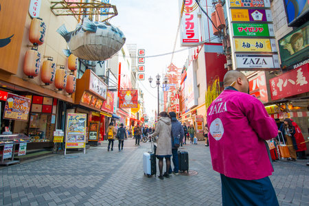 OSAKA,JAPAN - February 2, 2016 :Dotoburi walking street  largest shopping area in osaka,japanのeditorial素材