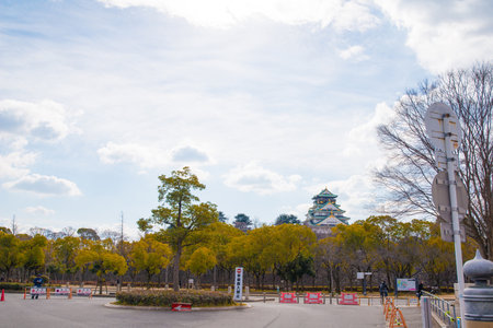 OSAKA,JAPAN - February 2, 2016 : The beautiful Osaka Castle in winter of Osaka,japanのeditorial素材