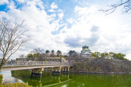 OSAKA,JAPAN - February 2, 2016 : The beautiful Osaka Castle in winter of Osaka,japanのeditorial素材