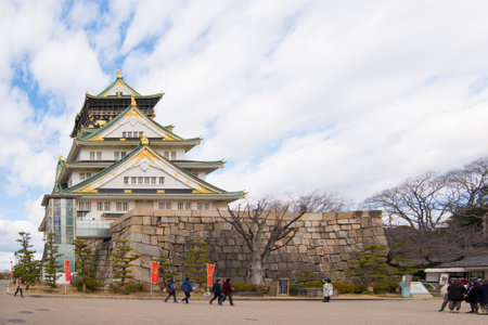 OSAKA,JAPAN - February 2, 2016 :Tourist visit Osaka castle in winter Osaka,japanのeditorial素材
