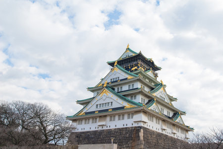 The Osaka Castle in winter of Osaka,japanのeditorial素材