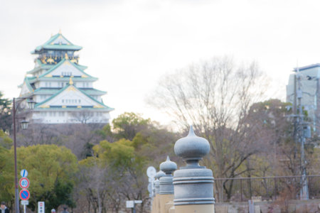 OSAKA,JAPAN - February 2, 2016 : Osaka Castle in winter of Osaka,japanのeditorial素材