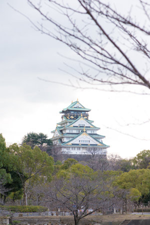 OSAKA,JAPAN - February 2, 2016 : Osaka Castle in winter of Osaka,japanのeditorial素材