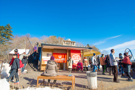 Kawaguchiko, Japan - January 27, 2016:Tanuki-chaya is coffee and restuarant on Tenjoyama at Kawaguchiko. Japanのeditorial素材