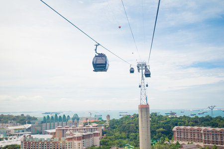 Singapore cable car to Sentosaのeditorial素材