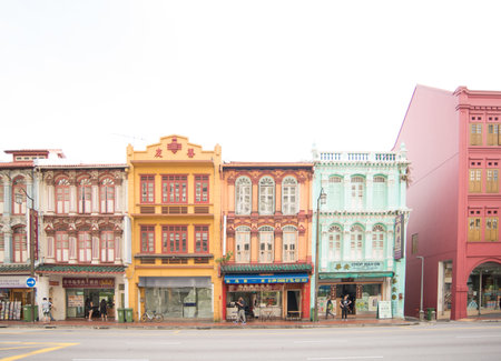 Singapore - 03 Nov 2017 : Old building in China town at Singaporeのeditorial素材