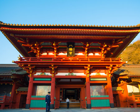 KAMAKURA , JAPAN - NOVEMBER 07, 2018: Tsurugaoka Hachimangu shrine, popular tourist attraction of Kamakura,Japanのeditorial素材