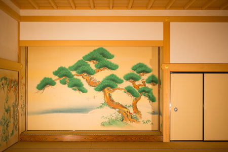NAGOYA, JAPAN - NOVEMBER 14 2018: Picture on wall in Honmaru Palace of Nagoya Castle at Nagoya,Japanのeditorial素材