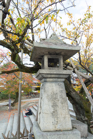 Kyoto, Japan - November 12, 2018:Stone lantern at Kiyomizu-dera Temple in Kyoto, Japanのeditorial素材