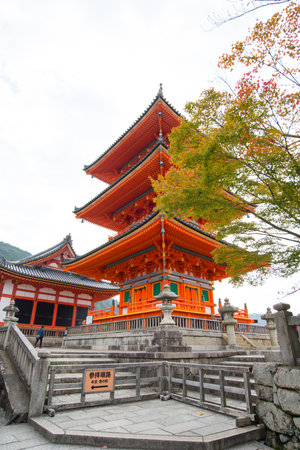 Kyoto, Japan - November 12, 2018: Pagoda in Kiyomizu-dera Temple in Kyoto, Japanのeditorial素材