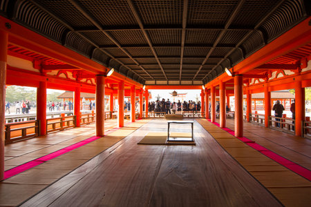 HIROSHIMA JAPAN - November 11, 2018 : Tourist to see Floating torii gate of Itsukushima Shrine at Miyajima island Hiroshima, Japanのeditorial素材