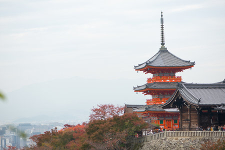 Beautiful Pagoda in Kiyomizu-dera Temple in Kyoto, Japanのeditorial素材