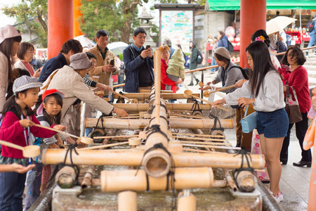 KYOTO, JAPAN - September 12, 2018:Fountain at the entrance of Fushimi Inari-taisha shrine in Kyoto,Japanのeditorial素材