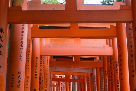 KYOTO, JAPAN - September 12, 2018: Red torii at Fushimi Inari-taisha shrine in Kyoto,Japanのeditorial素材