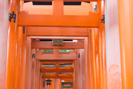 KYOTO, JAPAN - September 12, 2018: Red torii at Fushimi Inari-taisha shrine in Kyoto,Japanのeditorial素材