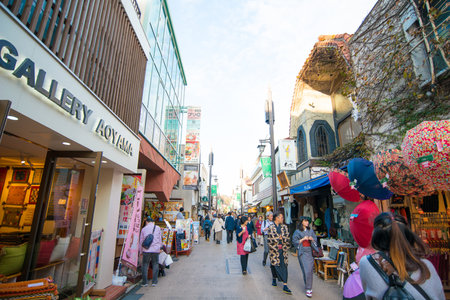 KAMAKURA , JAPAN - NOVEMBER 07, 2018:Tourists visit the famous Komachi Street in Kamakura,Japanのeditorial素材