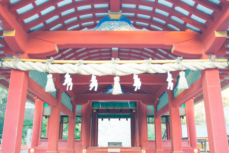 KAMAKURA , JAPAN - NOVEMBER 07, 2018: Maiden hall of Tsurugaoka Hachimangu shrine, popular tourist attraction of Kamakura,Japanのeditorial素材
