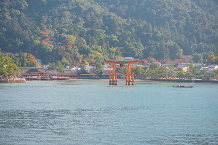 Floating gate of Itsukushima Shrine at Miyajima island Hiroshima, Japanのeditorial素材