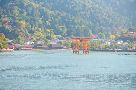 Floating gate of Itsukushima Shrine at Miyajima island Hiroshima, Japanのeditorial素材