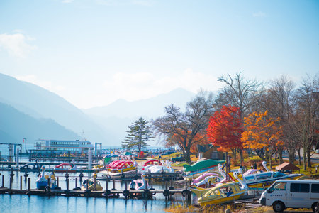 NIKKO, JAPAN - NOVEMBER 08, 2018:Pedal Boat in Chuzenji lake at nikko,Japanのeditorial素材