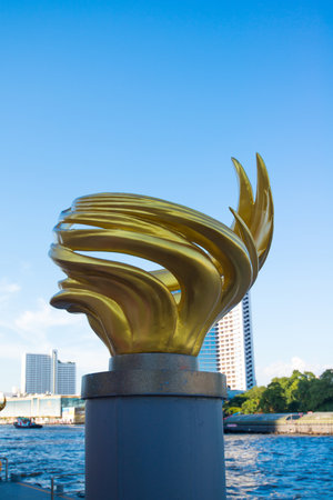 BANGKOK, THAILAND - 27 JUL 2019: Symbol the Iconsiam on the river Icon Siam is a new shopping center and a landmark in Bangkok,Thailandのeditorial素材