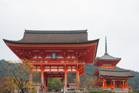 Kyoto, Japan - November 12, 2018: Kiyomizu-dera Temple Gate in Kyoto, Japanのeditorial素材