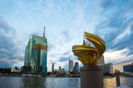 BANGKOK, THAILAND - 21 JUL 2019: Symbol the Iconsiam on the river Icon Siam is a new shopping center and a landmark in Bangkok,Thailandのeditorial素材