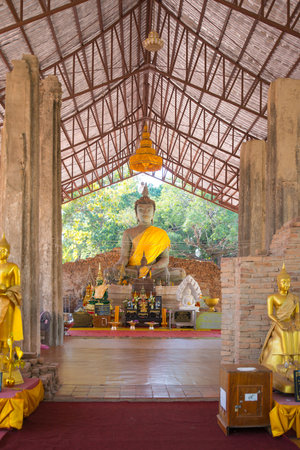 Nongkhai,Thailand : 2019, December 16:Old Buddha in Wat Phra That Bang Phuan is the old temple in Nongkhai of Thailandのeditorial素材