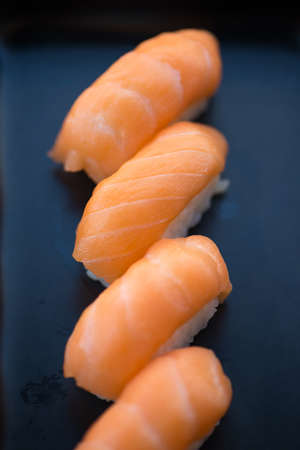 Japanese sushi Maki and rolls show food backgroundの写真素材