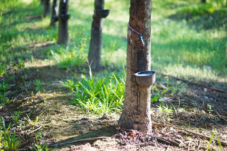 Rubber tree,Hevea brasiliensis or Paraの写真素材