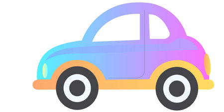 Pink cute Car vector on white background. Sedan car, universal car, hatchback, SUV Car, automobile and taxi for 2d Cartoon.のイラスト素材