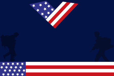 Veterans day copy space.Honoring all who served. Letter V logo with USA flag and soldiers as a symbol of veterans.flag USA design for memorial day background.11th November Happy Veのイラスト素材