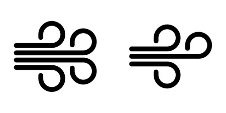 Wind Speed icon set. wind clouds Icon weather forecast pictogram. Wind icon, wind blowing windy weather. Air icons, doodle wind. Winds and clouds weather symbol.のイラスト素材