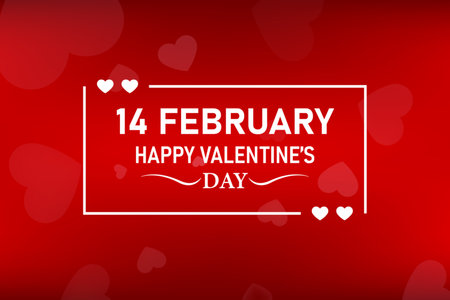 Valentine Day Celebration typography 14 February. love line hearts border in middle Confetti Decorative festive romantic background Greeting wish friend family. couple love day party marriage proposalのイラスト素材