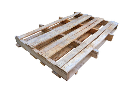 wooden pallet isolated on white backgroundの写真素材