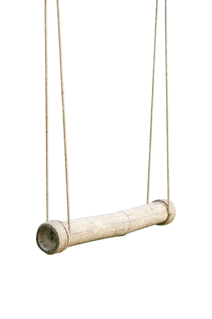 bamboo swing isolated on white backgroundの写真素材