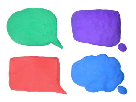 plasticine speech bubble isolated on white backgroundの写真素材