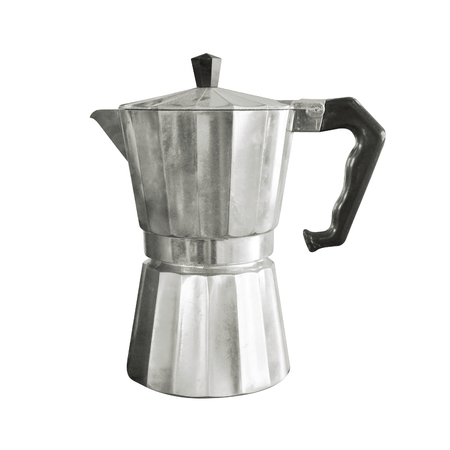 italian style coffee pot or moka pot isolated on white backgroundの写真素材