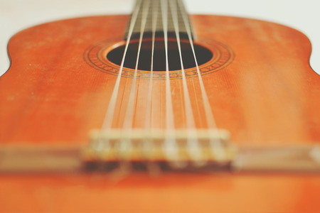close up string of classical guitar