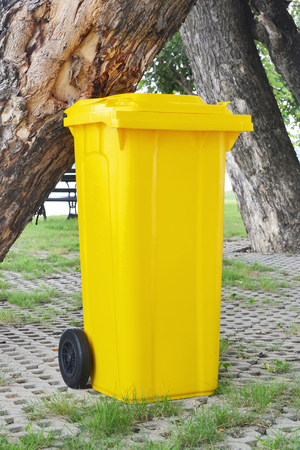 close up of recycle bin in the public parkの写真素材