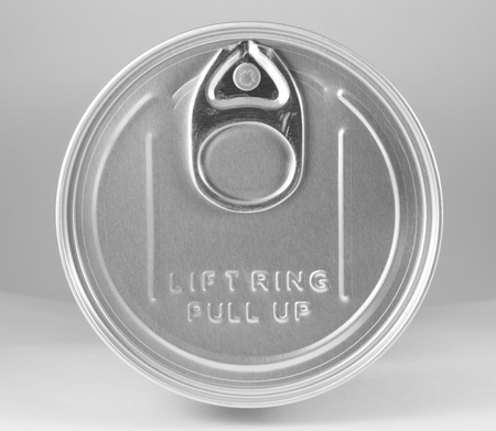 top of aluminum can , closeup