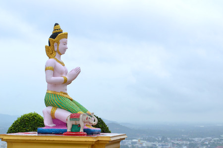 Statue of a thailand deity,in nakhonsawan,thailandの写真素材