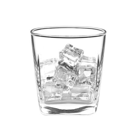 ice cube in glass isolated on white backgroundの写真素材